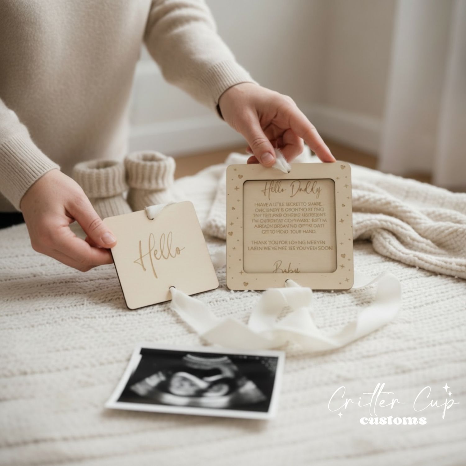 Surprise Baby Announcement, Personalized Laser Engraved Ultrasound Baby Frame Gift