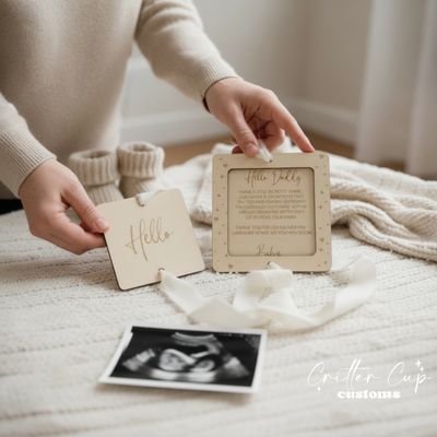 Surprise Baby Announcement, Personalized Laser Engraved Ultrasound Baby Frame Gift