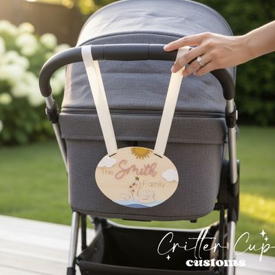 Personalized Stroller Name Tag, Swan Stroller Tag