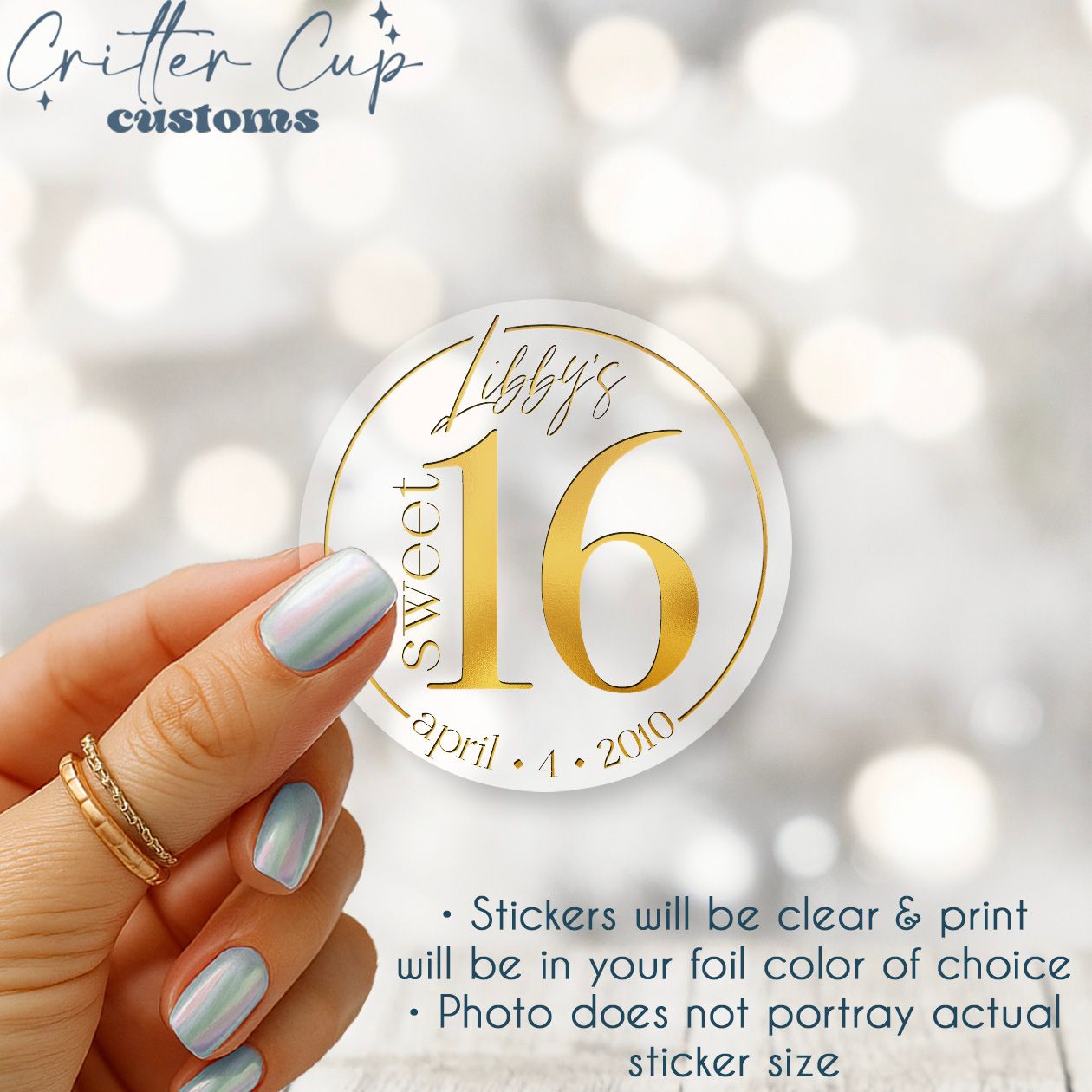 Personalized Sweet 16 Birthday Stickers