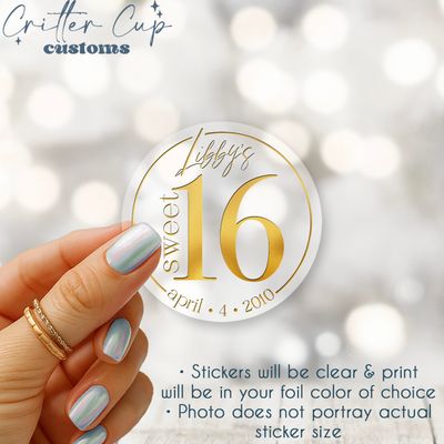 Personalized Sweet 16 Birthday Stickers