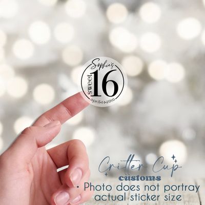 Personalized Sweet 16 Birthday Stickers