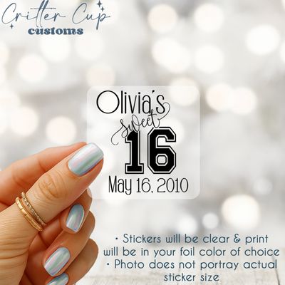Personalized Sweet 16 Birthday Stickers