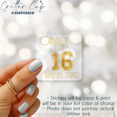 Personalized Sweet 16 Birthday Stickers