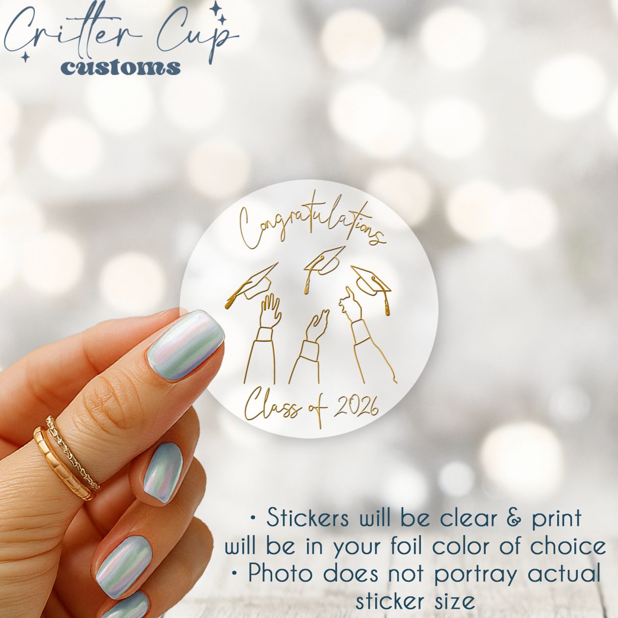 Class of 2026 LineArt Clear Foil Stickers