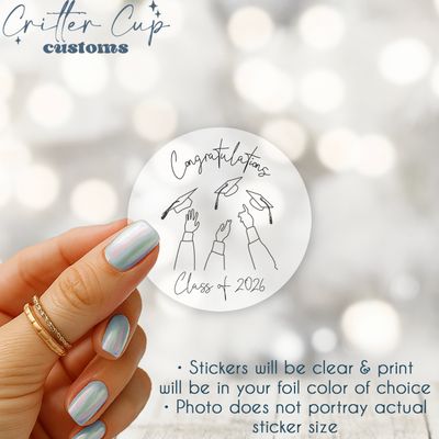 Class of 2026 LineArt Clear Foil Stickers