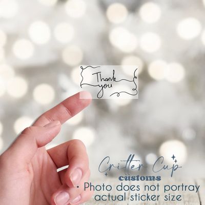 Rectangular Doodle Clear Foil Thank you Stickers