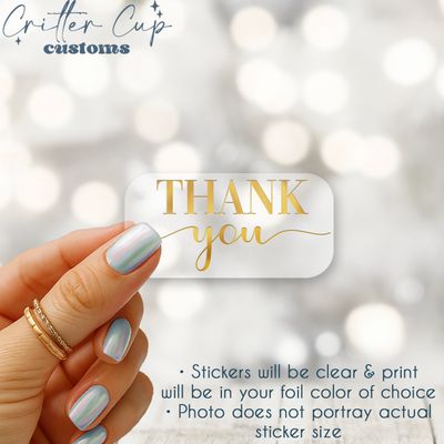 Elegant Clear Foil Thank you Stickers