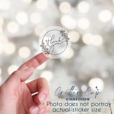 Minilmalist Floral Clear Foil Thank you Stickers