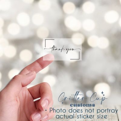 Elegant Rectangluar Clear Foil Thank you Stickers