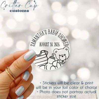 Personalized Baby Shower Bear Stickers