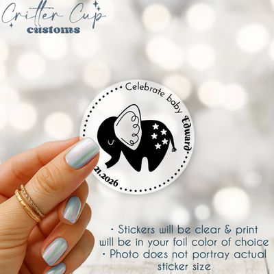 Personalized Elephant Baby Shower Stickers