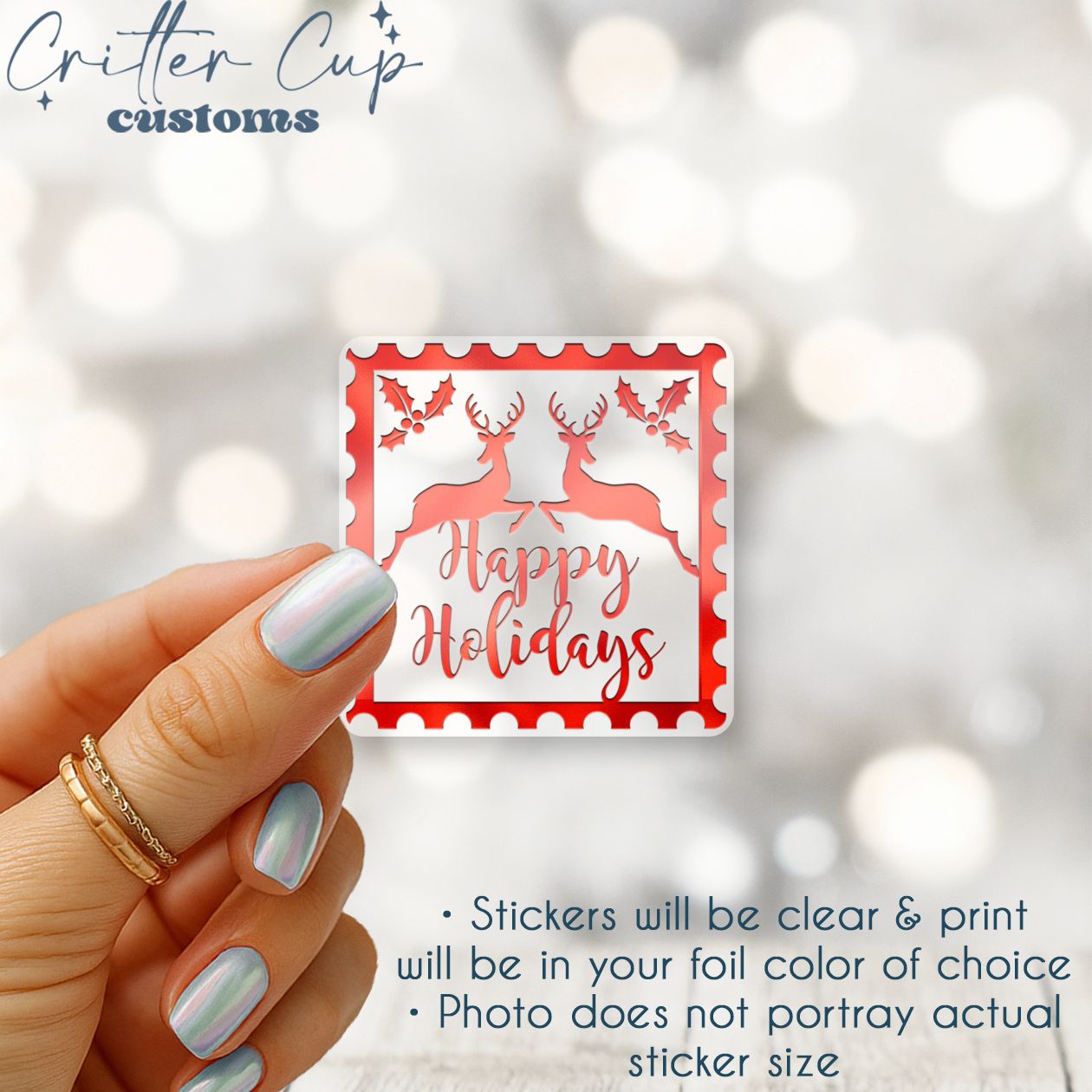 Happy Holiday Stamp Christmas Stickers
