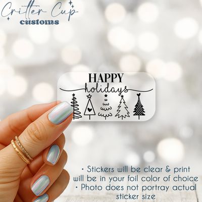 Happy Holidays Christmas Tree Stickers