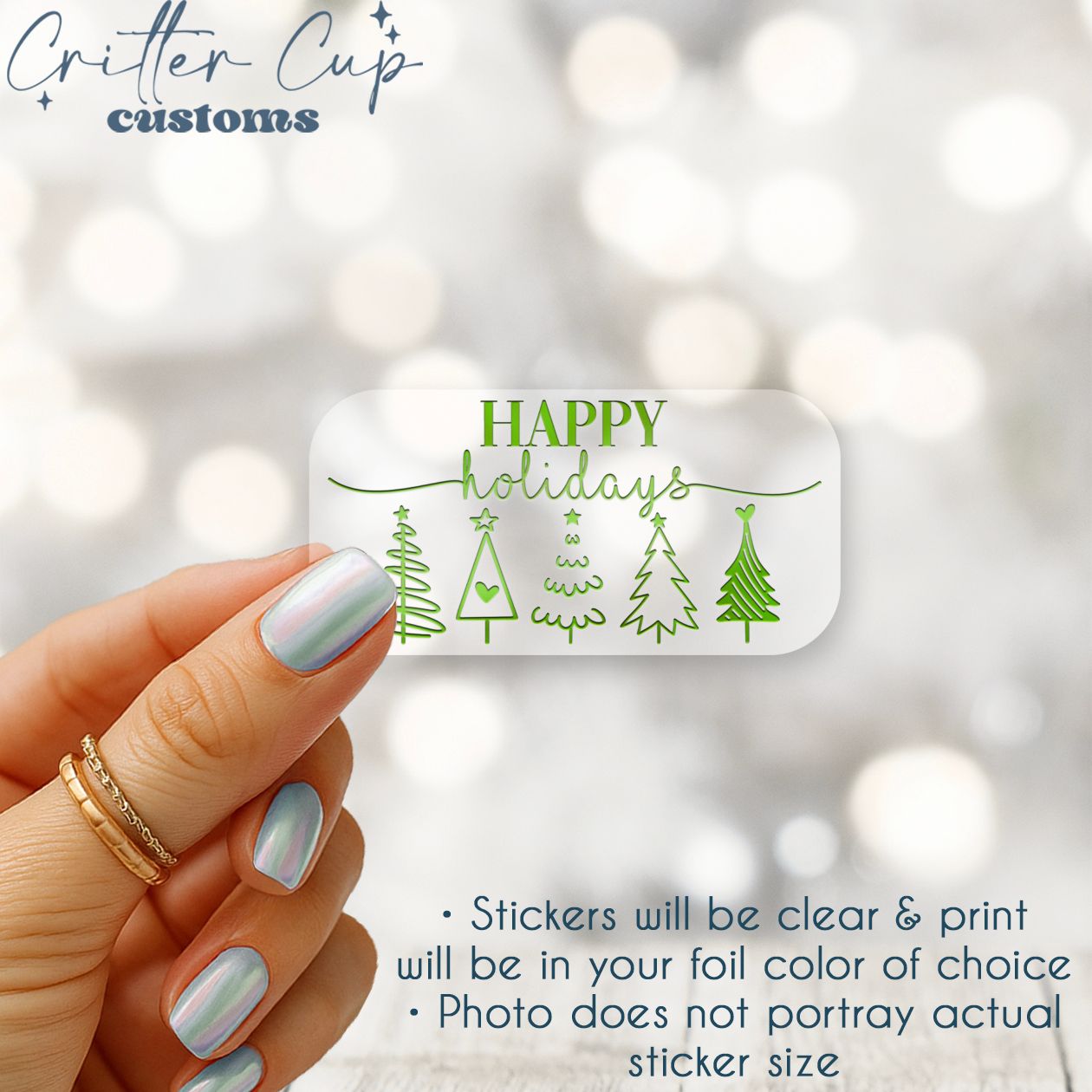 Happy Holidays Christmas Tree Stickers
