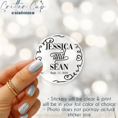 Swirl Frame Wedding Invitation Stickers