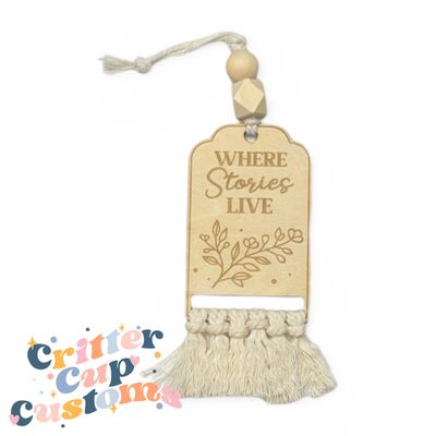 Where Stories Live Engraved Macrame Bookmark