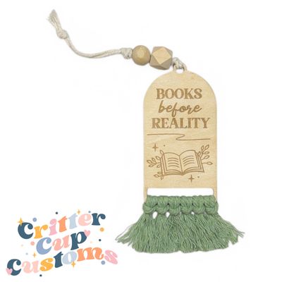 Books Before Reality Engraved Macrame Bookmark