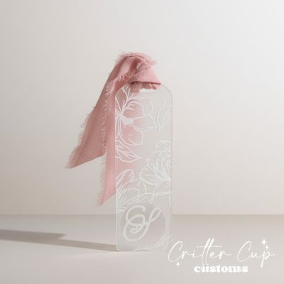 Personalized Floral Engraved Monogram Bookmark