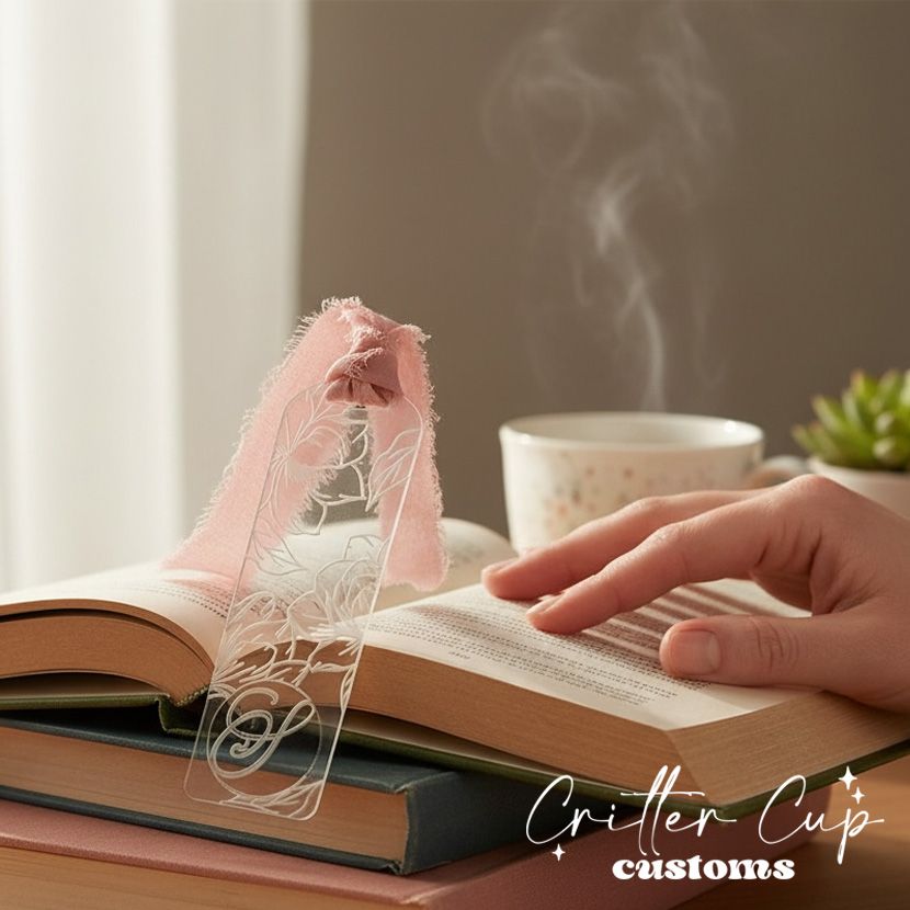 Personalized Floral Engraved Monogram Bookmark