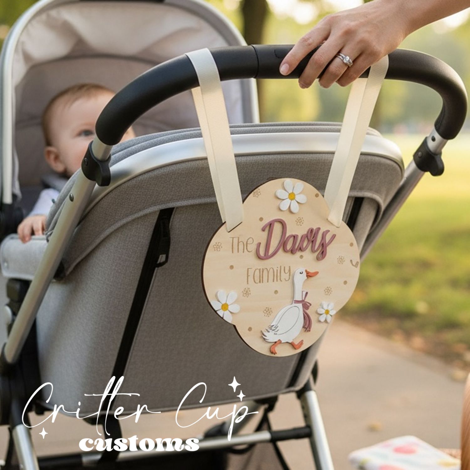 Personalized Stroller Name Tag, Goose &amp; Daisy Stroller Tag
