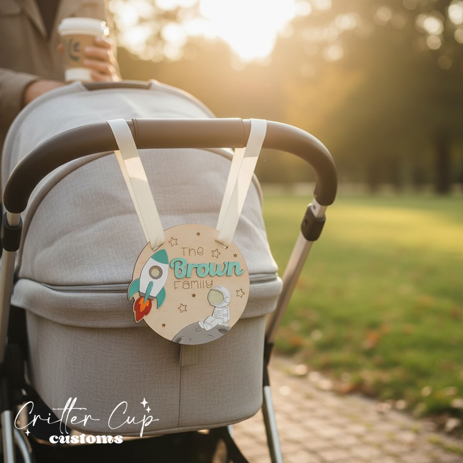 Personalized Stroller Name Tag, Astronaut Stroller Tag