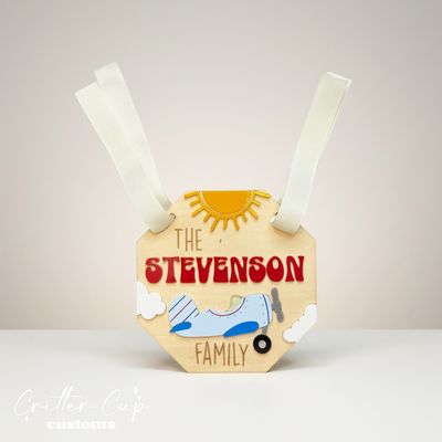 Personalized Stroller Name Tag, Airplane Stroller Tag