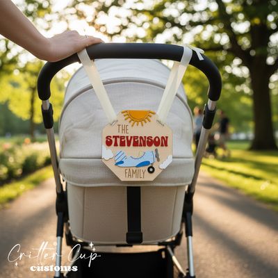 Personalized Stroller Name Tag, Airplane Stroller Tag