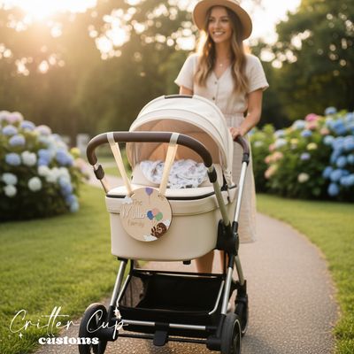 Personalized Stroller Name Tag, Hedgehog Stroller Tag