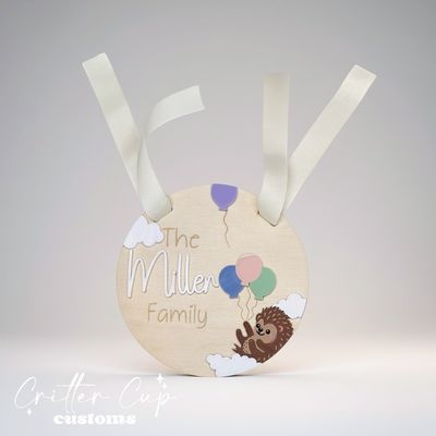 Personalized Stroller Name Tag, Hedgehog Stroller Tag