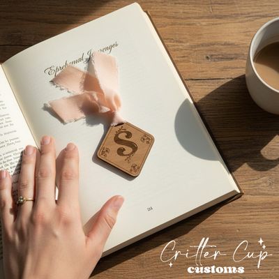 Floral Monogram Engraved  Diamond Bookmark