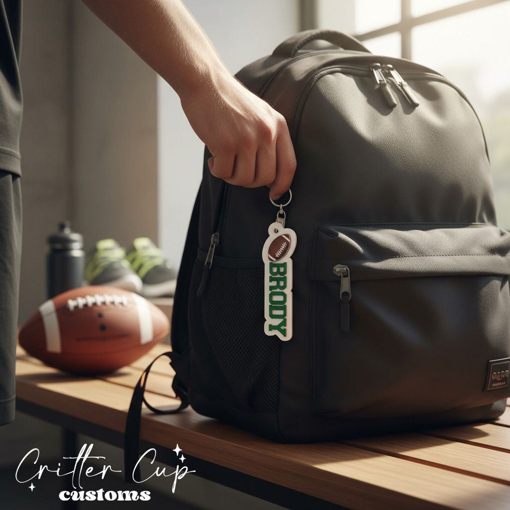 Personalized Football Bag Tag, Football Bag Charm