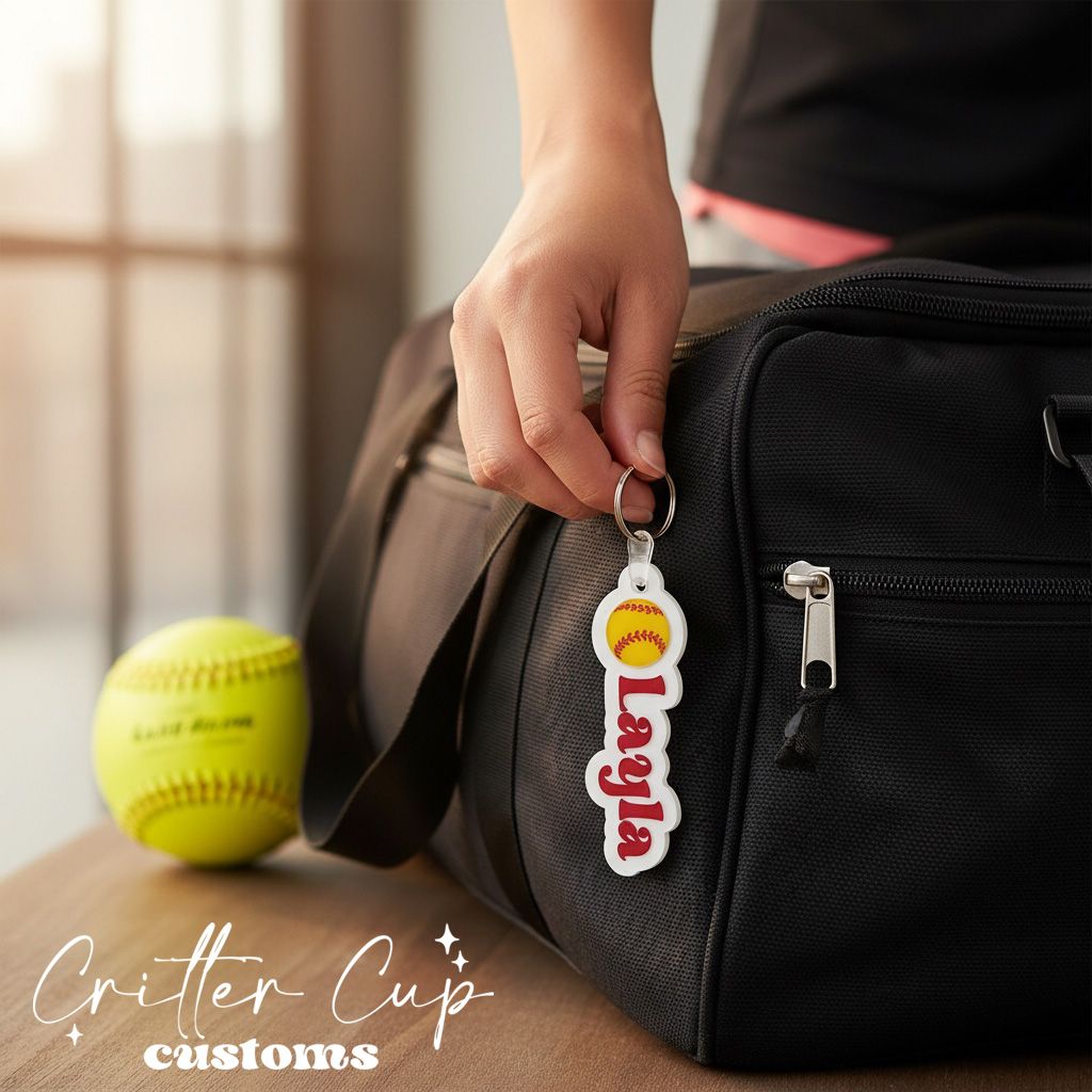 Personalized Softball Bag Tag, Softball Bag Charm