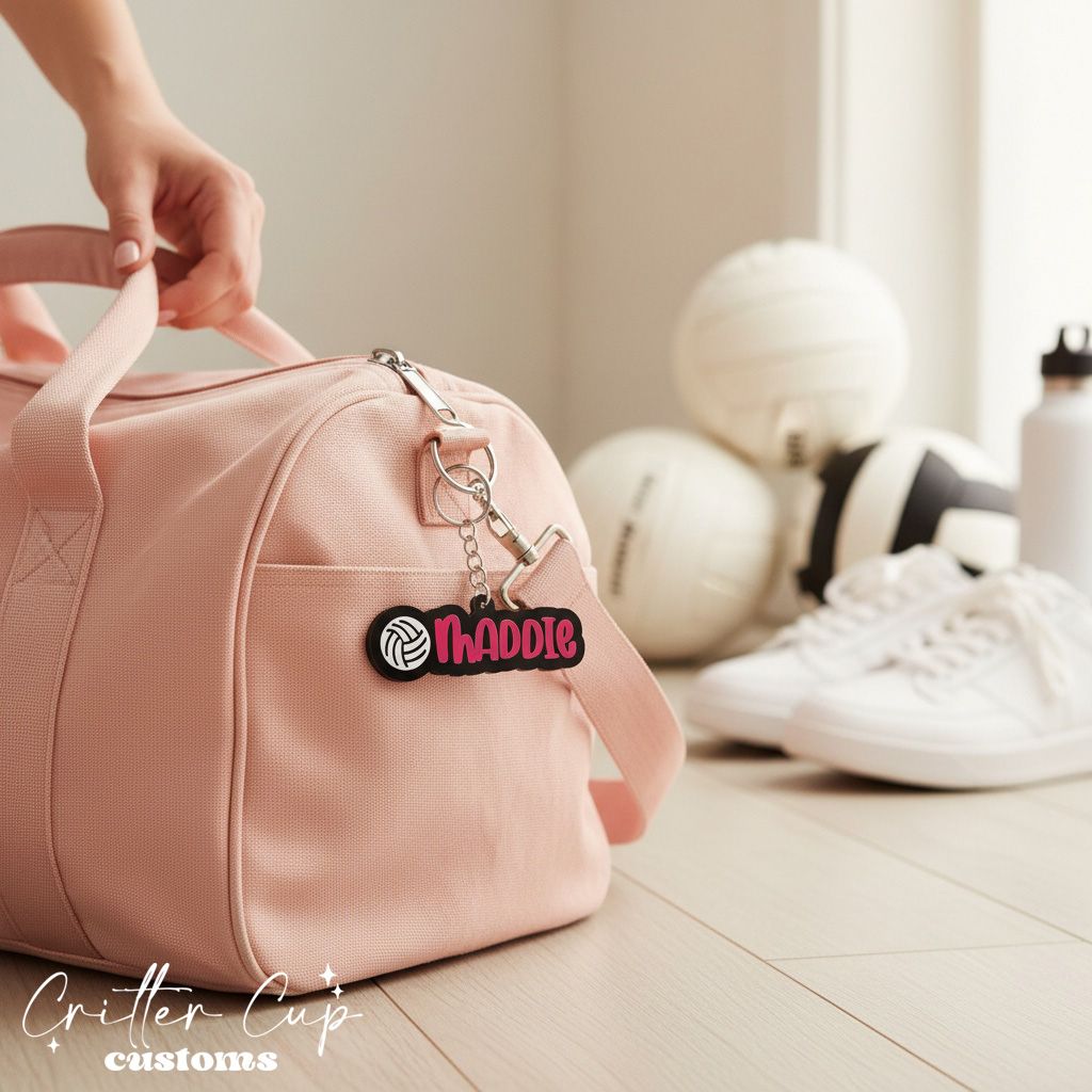 Personalized Volleyball  Bag Tag, Volleyball Bag Charm