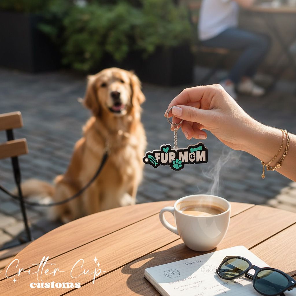 Custom 3d Acrylic Fur Mom Keychain