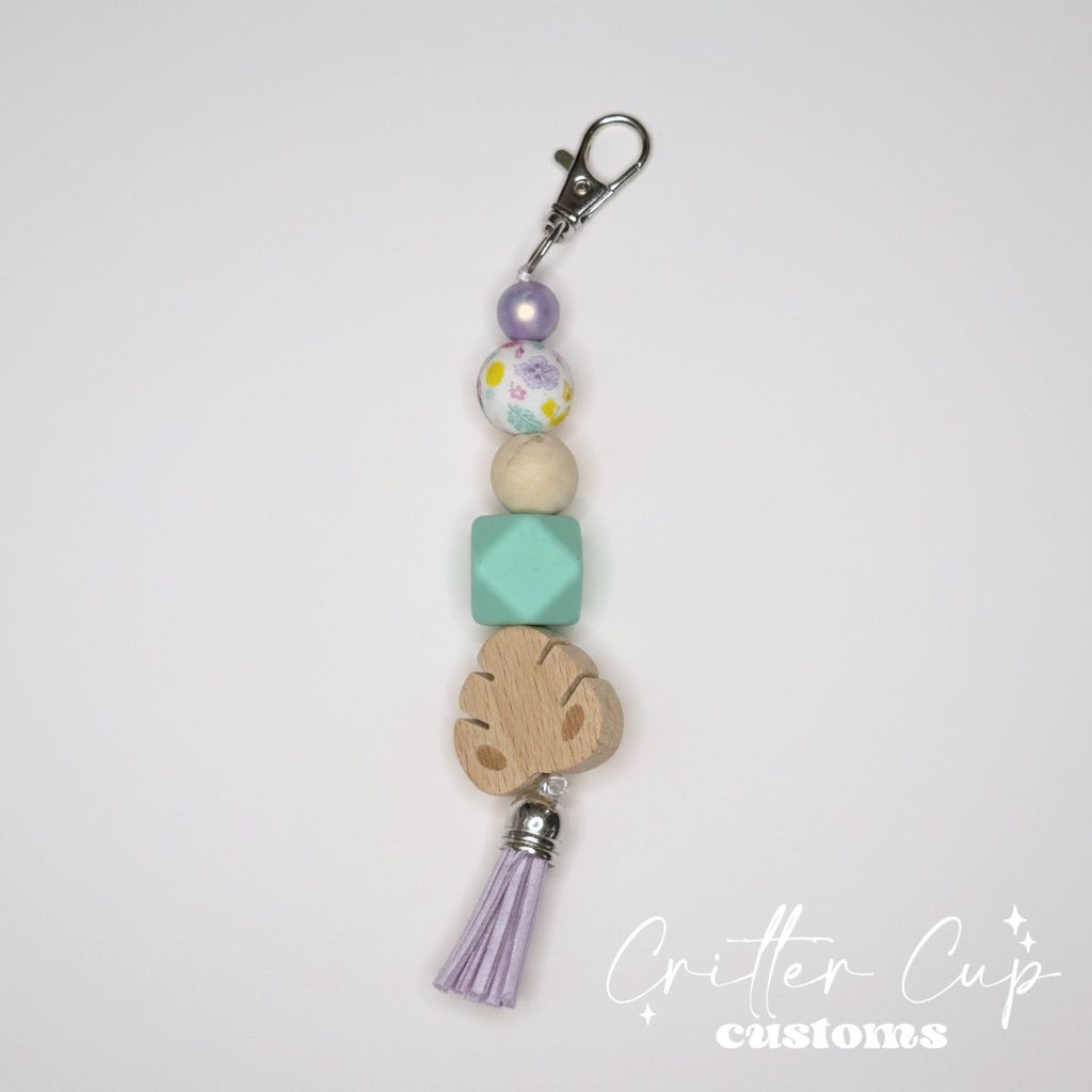 Pastel Tropical Beaded Bag Charm, Keychain Charm