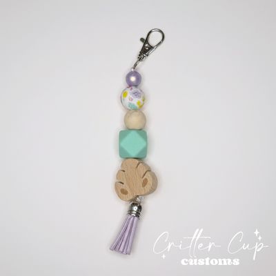 Pastel Tropical Beaded Bag Charm, Keychain Charm