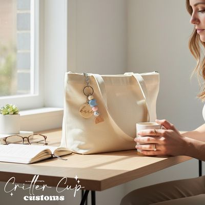 Personlized Wood Rainbow Pastel Beaded Key Chain, Key Charm, Bag Tag