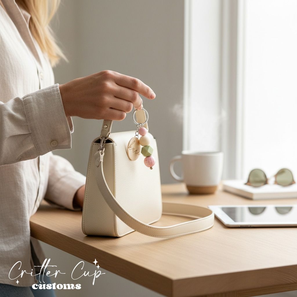 Personlized Pink &amp; Green Disco Beaded Key Chain, Key Charm, Bag Tag