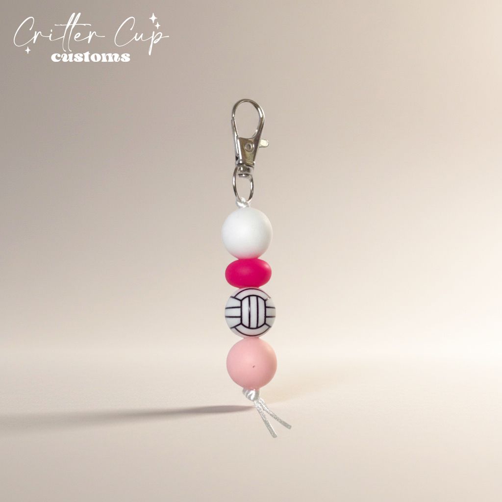 Custom Softball Beaded Bag Charm