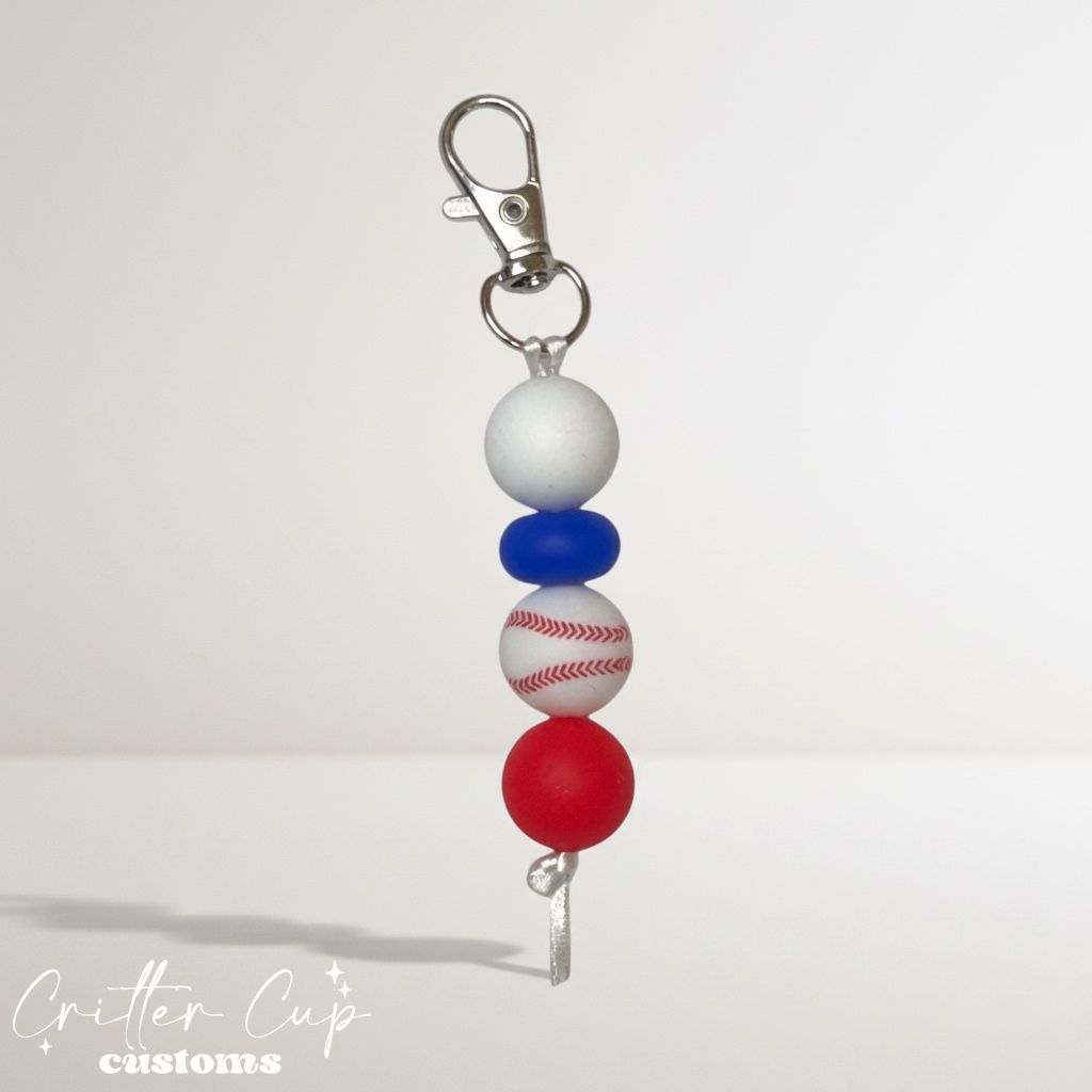 Custom Baseball Beaded Bag Charm