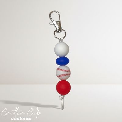 Custom Baseball Beaded Bag Charm