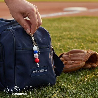 Custom Baseball Beaded Bag Charm