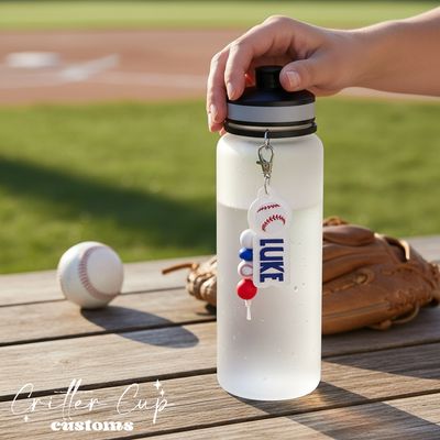 Personalized Baseball Bag Tag &amp; Beaded Charm Set