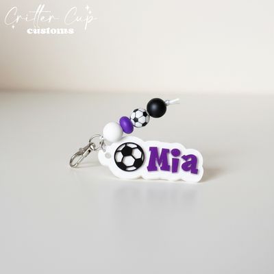 Personalized Soccer Bag Tag &amp; Beaded Charm Set