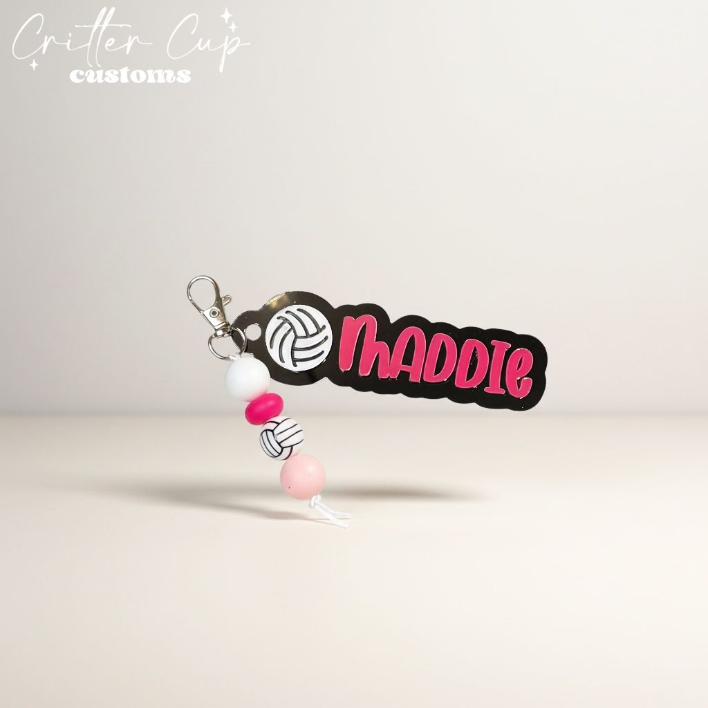 Personalized Softball Bag Tag &amp; Beaded Charm Set