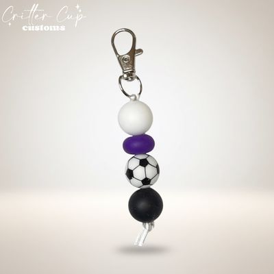 Custom Soccer Beaded Bag Charm