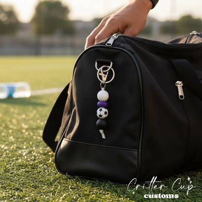 Custom Soccer Beaded Bag Charm