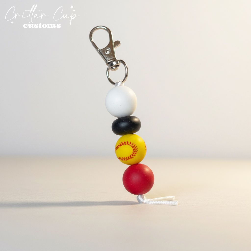 Custom Softball Beaded Bag Charm