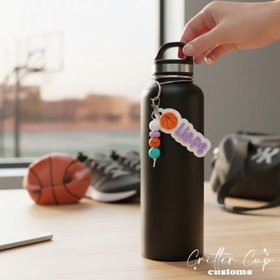 Personalized Basketball Bag Tag &amp; Beaded Charm Set